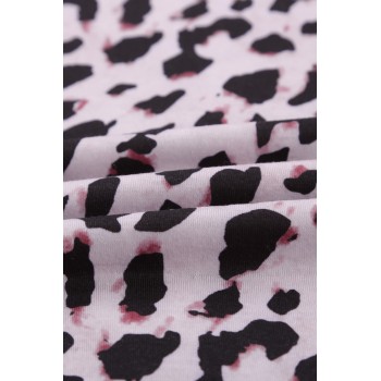 Contrast Neck Leopard T-shirt Mini Dress